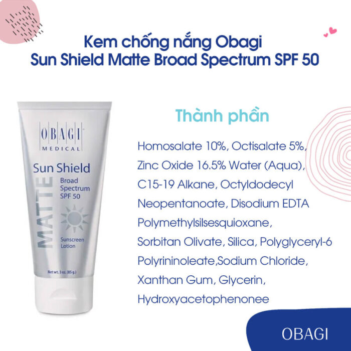 Kem chống nắng Obagi Sun Shield Matte Broad Spectrum SPF 50